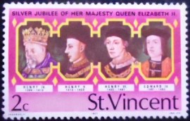 Selo postal de São Vicente de 1977 Kings of England 2