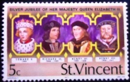 Selo postal de São Vicente de 1977 Kings of England 5