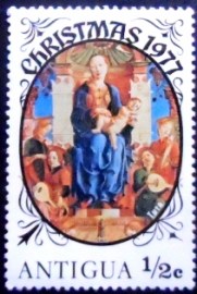 Selo postal de Antigua de 1977 Madonna Roverella