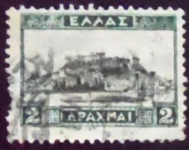 Selo postal da Grécia de 1927 Akropolis Athens