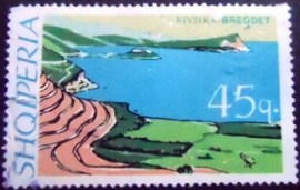Selo postal da Albânia de 1967 Shore of Bregdet Riviera