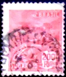 Selo postal do Brasil de 1923 Aviação 200 U