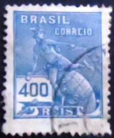 Selo Postal do Brasil de 1921 Mercúrio e Globo 400