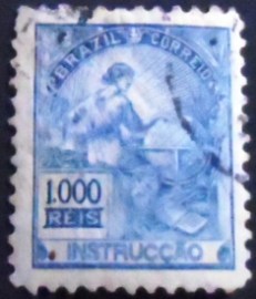 Selo postal do Brasil de 1918 Instrução 1 rs