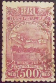 Selo postal do Brasil de 1929 Jahu Santos Dumont