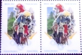 Par de selos postais do Brasil de 2022 Bombeiros