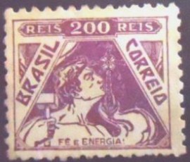 Selo postal do Brasil de 1936 Fé e Energia 200