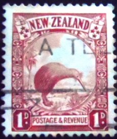 Selo postal da Nova Zelândia de 1935 Brown Kiwi Die II