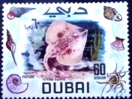 Selo postal de Dubai de 1969 Rounded Skate
