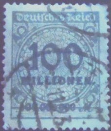 Selo postal da Alemanha Reich de 1923 Value in Milliarden 100