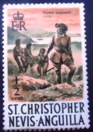 Selo postal de São Cristovão e Nevis de 1970 Pirates treasure