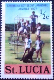 Selo postal de Santa Lucia de 1977 Children and dog