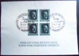 Quadra de selos postais da Alemanha Reich de 1937 Adolf Hitler N JP 2