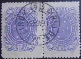 Par de selos postais do Brasil de 1890 Cruzeiro 200 JP2