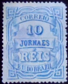 Selo postal do Brasil de 1880 Jornal Cifra Horizontal 10 JP2A