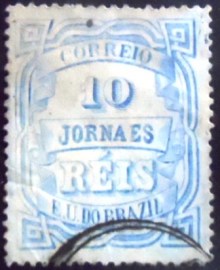 Selo postal do Brasil de 1880 Jornal Cifra Horizontal 10 JP3B