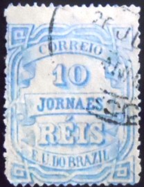 Selo postal do Brasil de 1880 Jornal Cifra Horizontal 10 JP4
