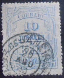 Selo postal do Brasil de 1880 Jornal Cifra Horizontal 10 JP4B