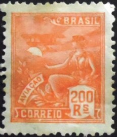 Selo postal do Brasil 1921 Aviação 200