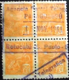 Quadra de selos postais do Brasil de 1922 Aviação 100