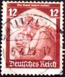 Selo postal da Alemanha Reich de 1935 The Saar will return to the mother of Germany 12