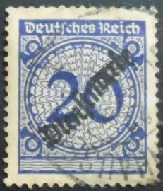 Selo postal da Alemanha Reich de 1923 Official Stamp 20