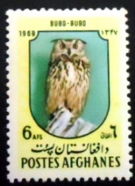 Selo postal do Afeganistão de 1968 Eurasian Eagle-Owl
