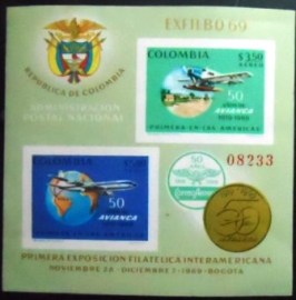 Bloco postal da Colômbia Anniversary of Avianca Airline