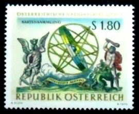 Selo postal da Áustria de 1966 God Chronos & Heracles