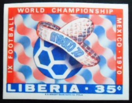 Selo postal da Liberia de 1970 World Cup Football 35
