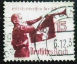 Selo postal da Alemanha Reich de 1935 HJ fanfare player 12