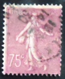 Selo postal da França de 1926 Semeuse lignée 75