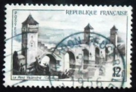 Selo postal da França de 1955 The bridge Valentré