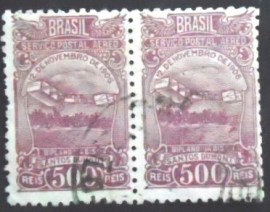 Par de selos postais do Brasil de 1934 14 Bis Santos Dumont