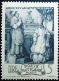 Selo postal do Vaticano de 1943 Consecration of Eugenio Pacelli 1,25