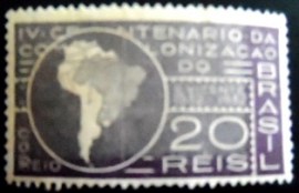 Selo postal do Brasil de 1932 4º Centenário da Colonização 20 Variante