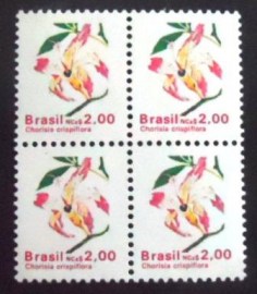 Quadra de selos postais do Brasil de 1989 Paineira chorisia