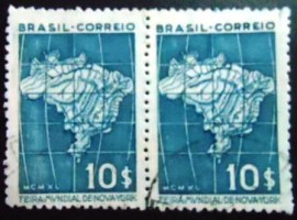 Par de selos postais do Brasil de 1940 Feira New York 10$