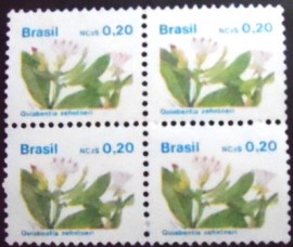 Quadra de selos postais do Brasil de 1989 Quiabento