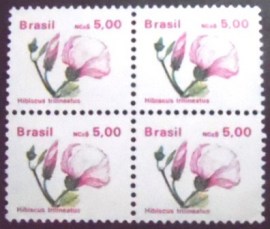 Quadra de selos postais do Brasil de 1989 Hibisco-Goiás