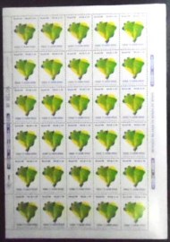 Folha completa de selos postais do Brasil de 1989 Verde