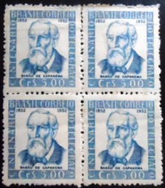 Quadra de selos postais do Brasil de 1952 Barão de Capanema