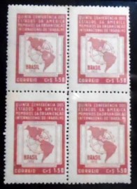 Quadra de selos postais do Brasil de 1952 Conferência OIT