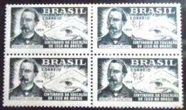 Quadra se selos postais do Brasil de 1954 Benjamin Constant N