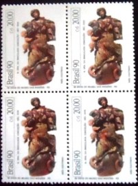 Quadra de selos postais do Brasil de 1990 N.S.Imaculada M