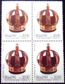 Quadra de selos postais do Brasil de 1990 Coroa Imperial MZC