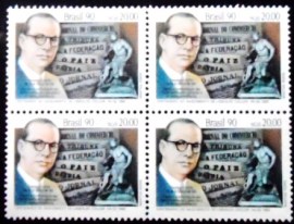 Quadra de selos postais do Brasil de 1990 Lindolfo Collor M