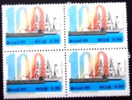 Quadra de selos postais do Brasil de 1990 LLOYD Brasileiro MZC