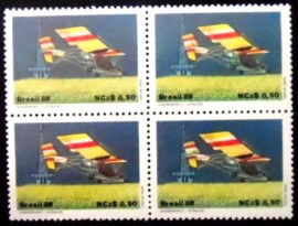 Quadra de selos postais do Brasil de 1989 Aerodesporto MZC