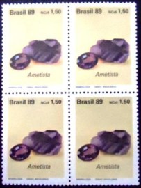 Quadra de selos postais do Brasil de 1989 Ametista